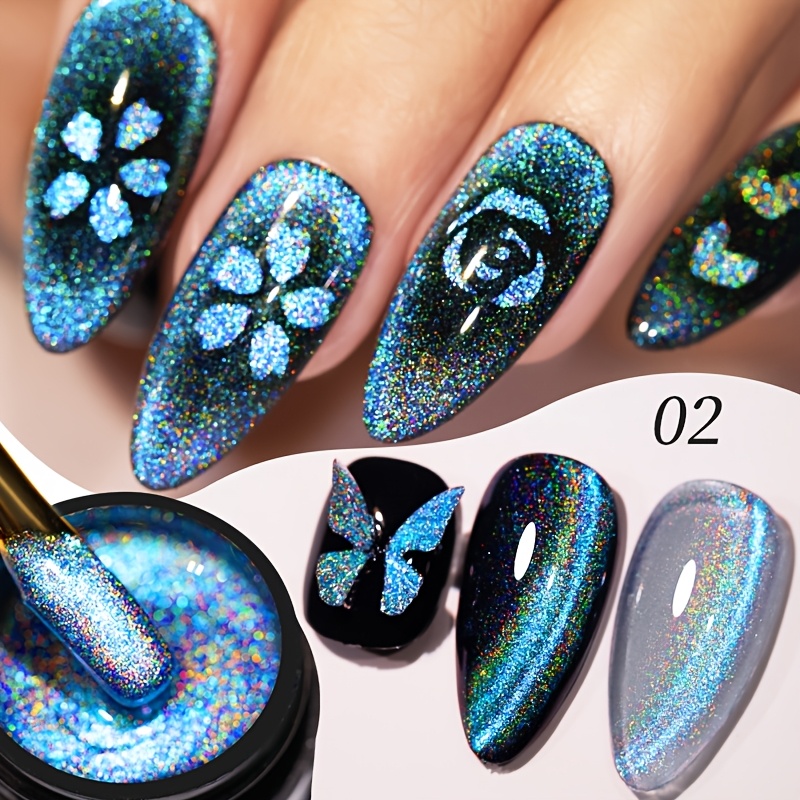 Image of 5ml Colorful Laser Cat Eye Gel Nail Polish, Led Curing, Long-acting Fast Drying Nail Art Gel - Ideal Gift For Women For Spring