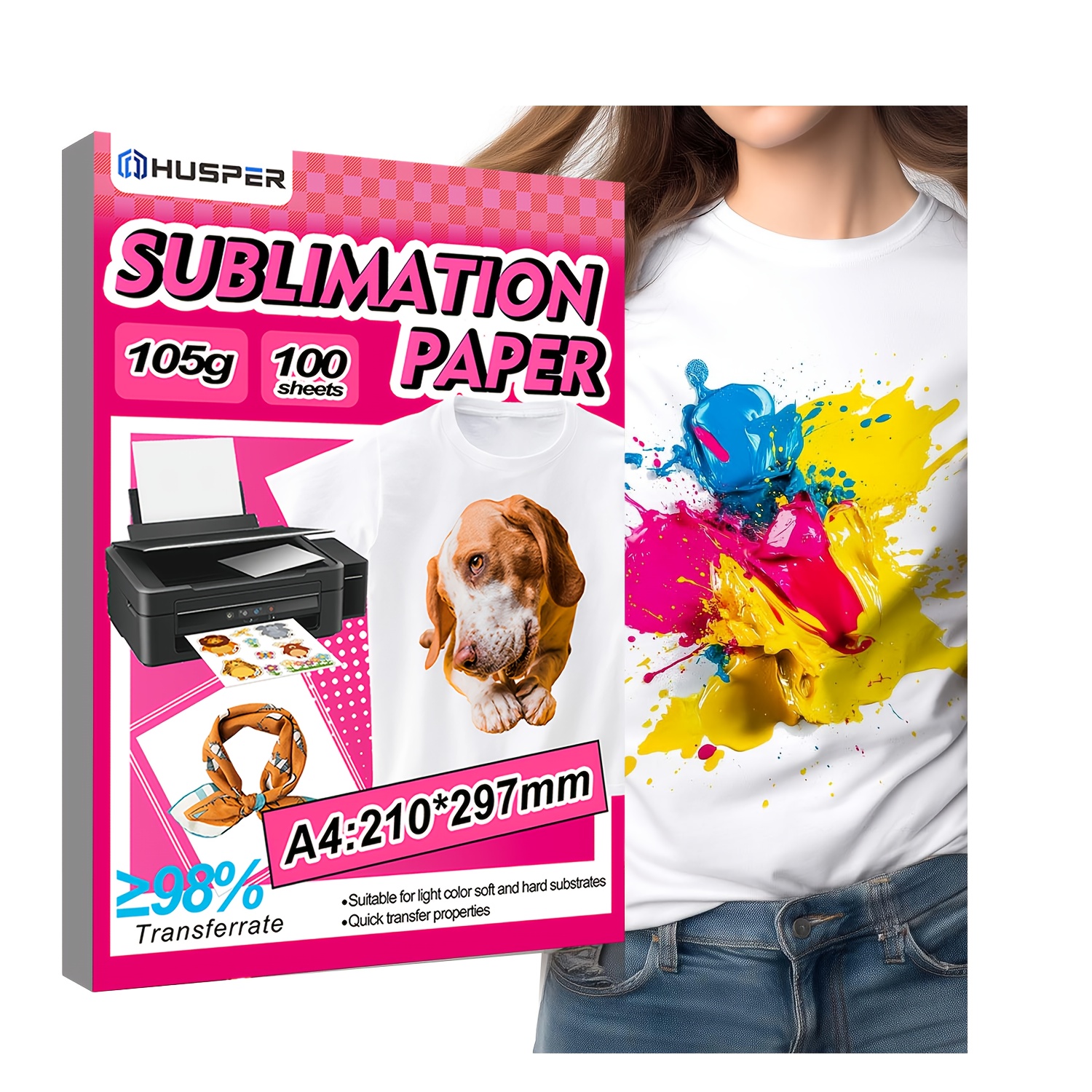 TEMU Papier de sublimation 8,3x11,7 pouces, adapté à l'encre de sublimation et aux imprimantes à jet d'encre, utilisé pour les mugs, t-shirts, tissus