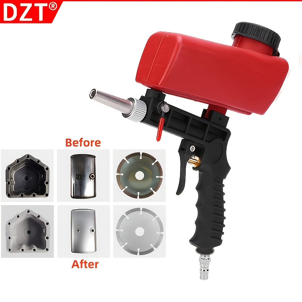TEMU Adjustable Pneumatic Sandblasting Gun | 600cc Ergonomic Handheld Device + 90psi Multi-abrasive Compatible (sand/baking Soda/walnut Shell) | For