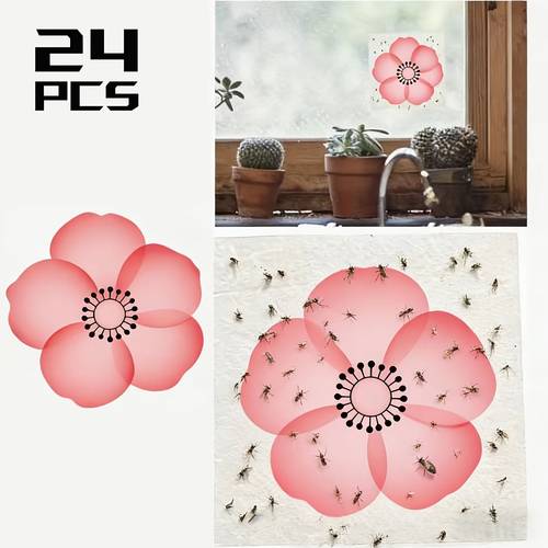 24pcs wall stickers for mosquitoes and flies featuring design suitable for windows walls cabinet doors and indoor environments effective for catching mosquitoes and