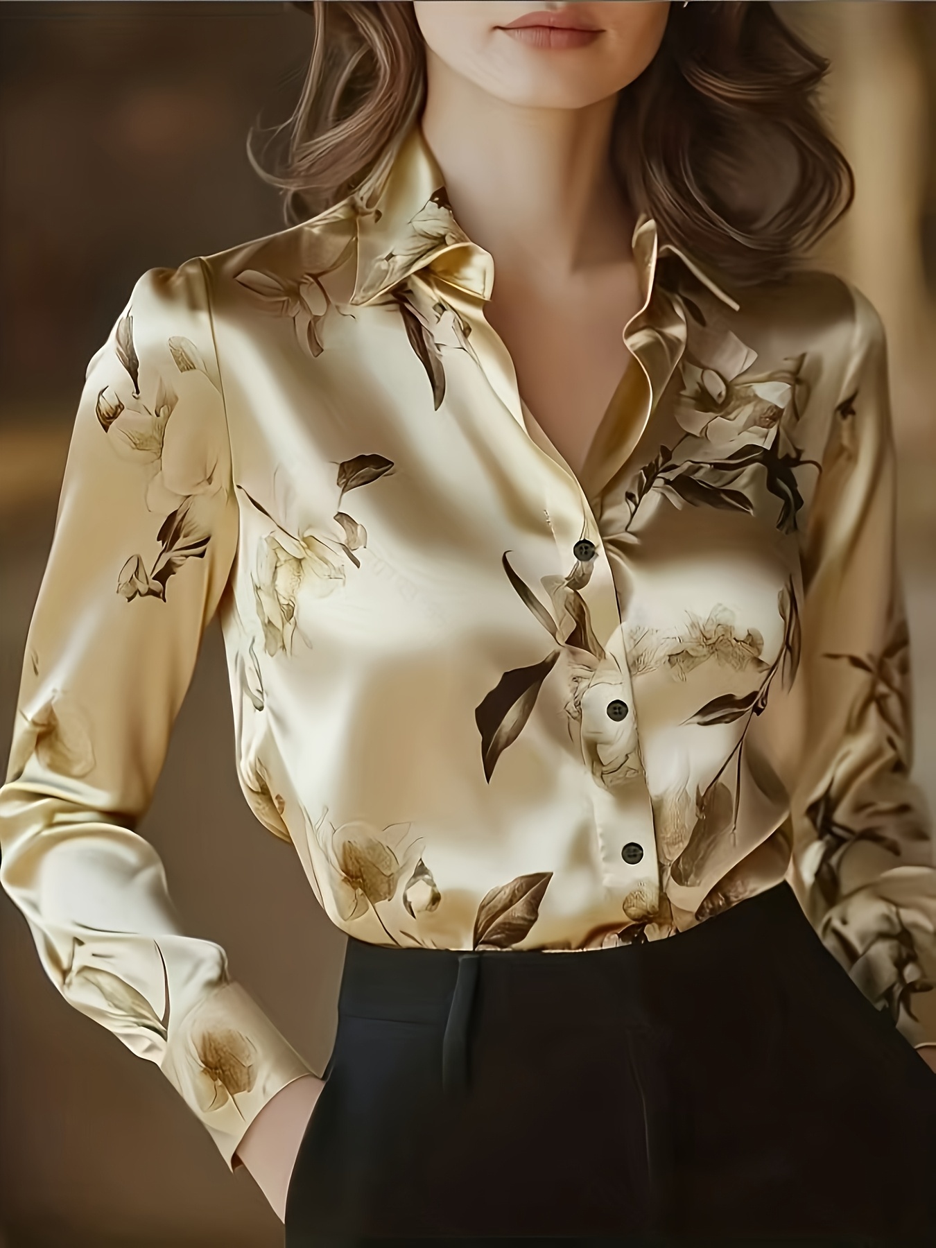 elegant special edition womens printed long sleeve shirt details 5