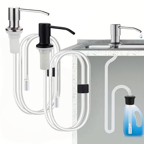 imagen del artículo 1 juego de bomba dispensadora de jabón para fregadero de cocina, tubo extensor de jabón para platos, cabeza de de metal, accesorios para botella dispensadora de jabón con manguera, dispensador de para jabón de platos