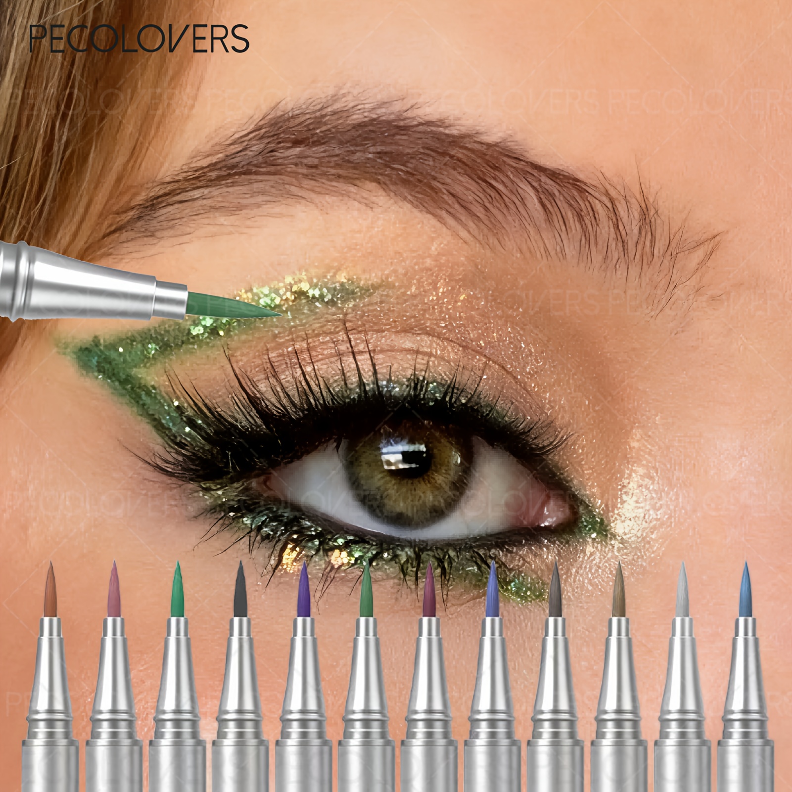 1pc 12 colors pearlescent eyeliner waterproof and long lasting glitter liquid eyeliner with mixed  