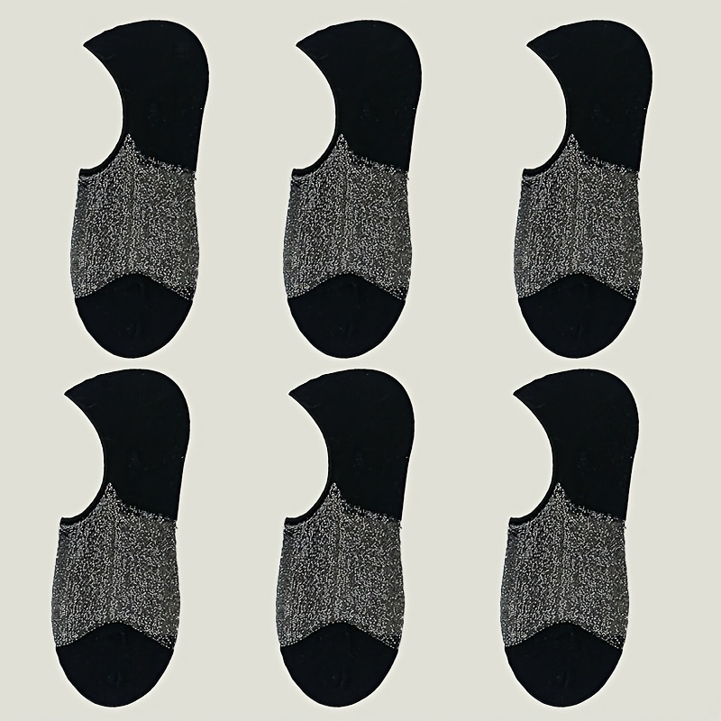 TEMU 6 Pairs Of Boat Socks, Spring And Summer Ultra-thin Breathable Invisible Low-cut Socks, Short Socks, Sexy Sequined Transparent Socks, Daily