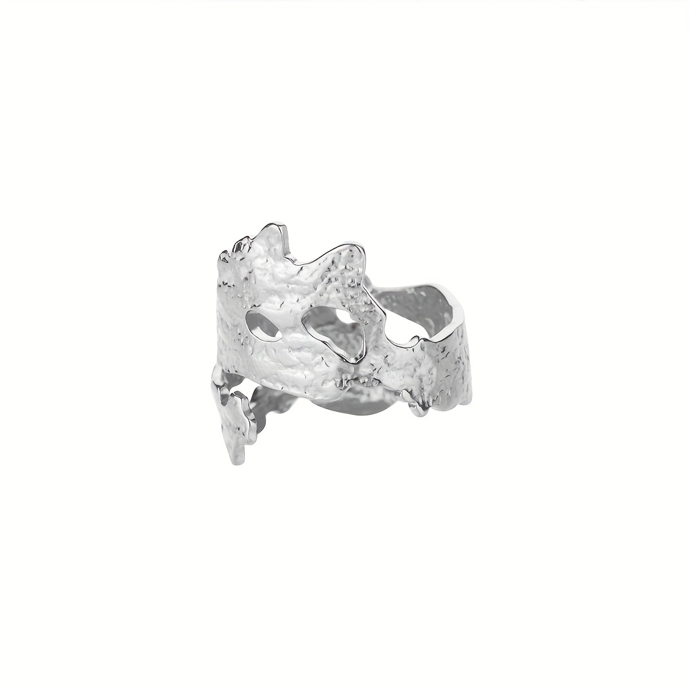 TEMU Anillo Abierto Hueco de Acero Inoxidable Irregular, Estilo Unisex Minimalista, Adecuado para Combinar Diario, Regalo Festivo
