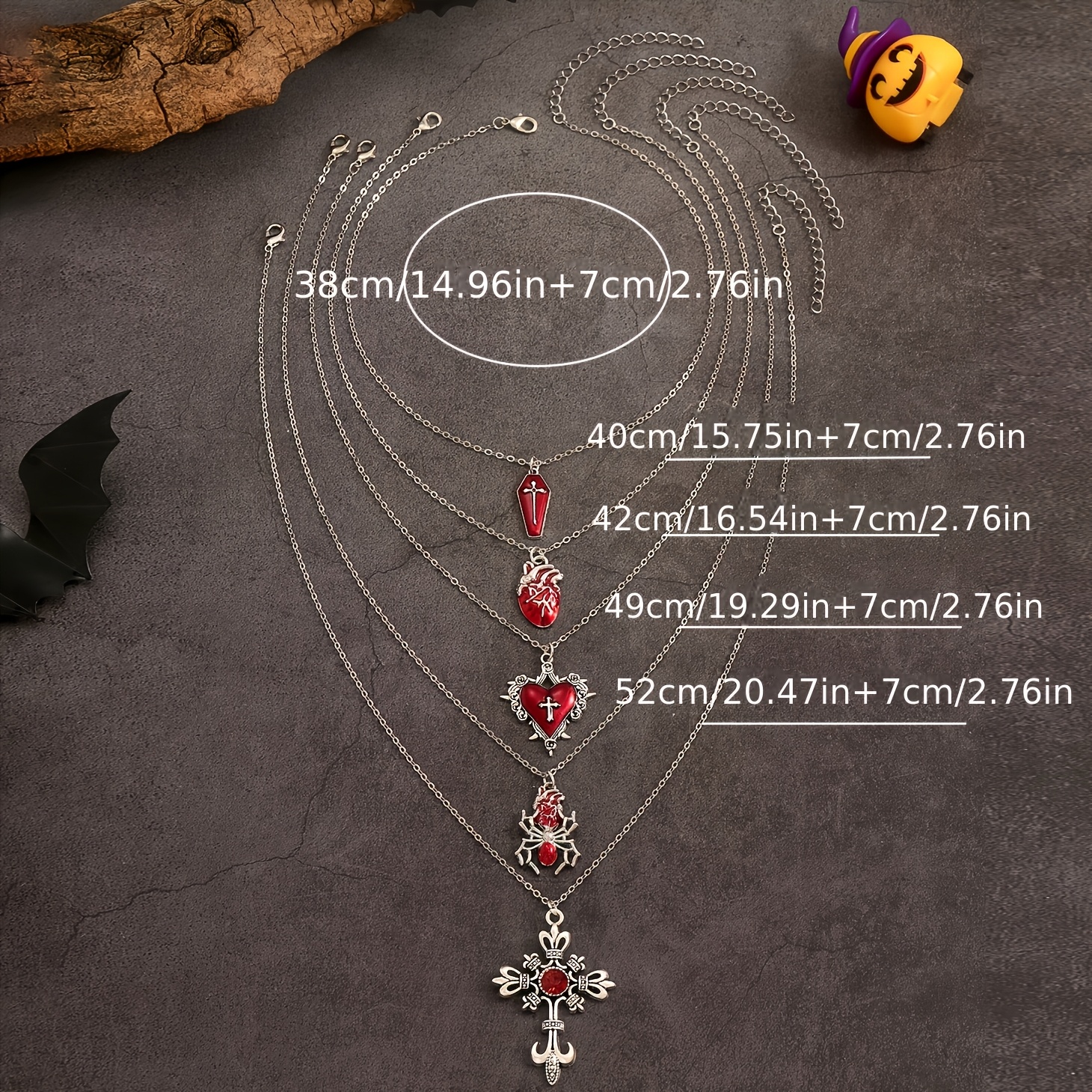 5pcs Gothic Layered Multi-Chain Necklaces Set