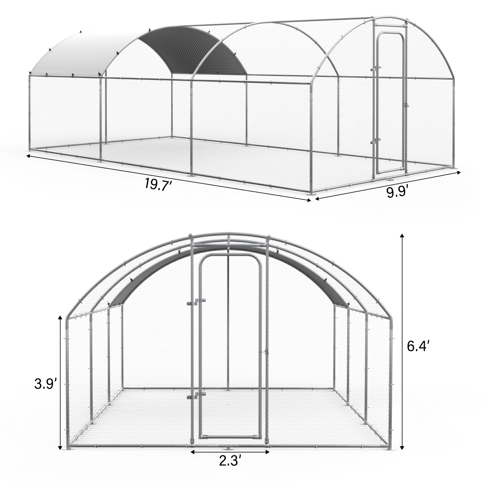 TEMU Towalker Large Metal Chicken Coop Upgrade: Tri-supporting Wire Mesh Run With High Quality & Uv-blocking Cover - Chickens, Ducks, And Rabbits -