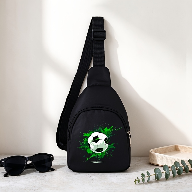 TEMU Trendy Football Print Chest Bag, Unisex Large Capacity Shoulder Crossbody Bag, Suitable For Outdoor Riding, Travel, Daily , Lightweight And