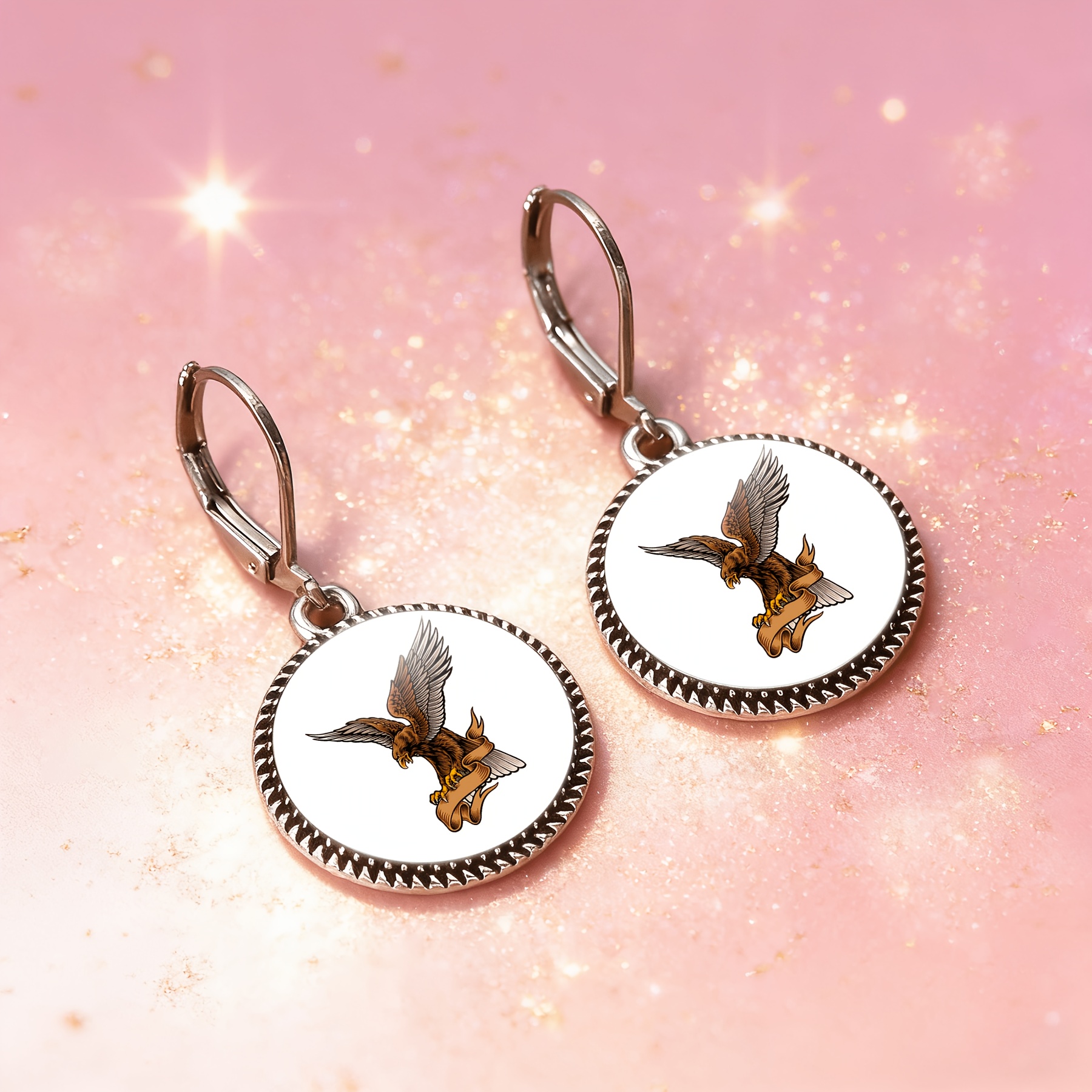 3pc Eagle Soaring Round Glass Base Classic Jewellery Set