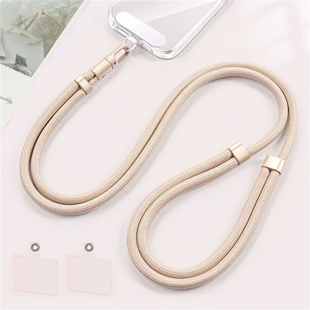 TEMU [1pc] Adjustable Crossbody Neck Strap With Stainless Steel Spacer + 2 Transparent Spacers, Durable Anti-loss Polyester Long Lanyard Suitable For