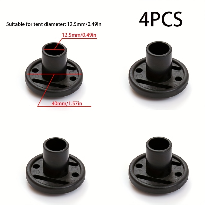E-shop 4 Stück Robuste PVC Zeltstangen - Schwarze Wetterfeste Basissicherungen für Zelte, Baldachine & Outdoor-Events, Sichere Campingzubehör,