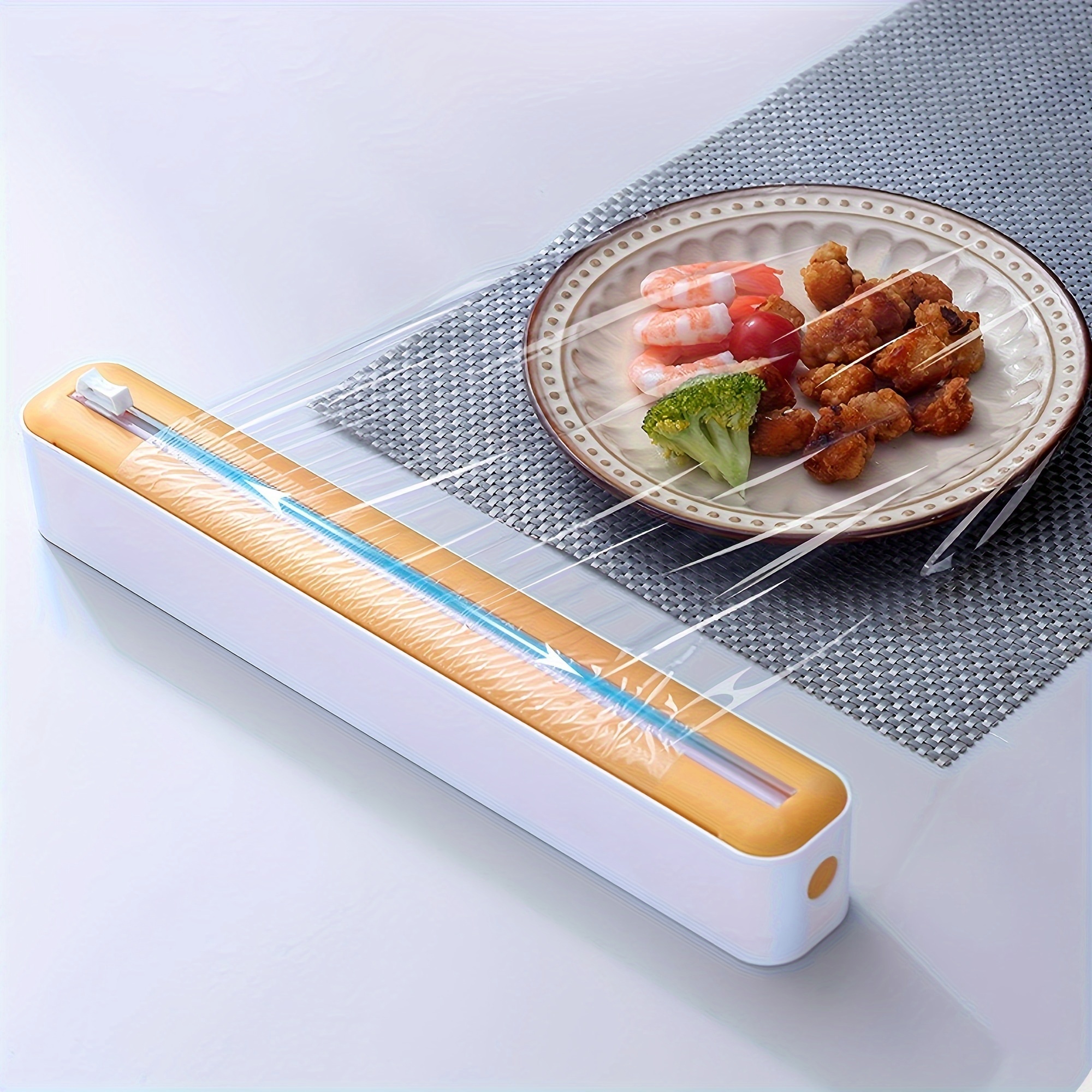 

Abs Plastic With Slide Cutter, 2-in-1 Cling Film And Foil Cutter, Refillable Kitchen Drawer Fresh Keeping Film Packaging Tool, Not For Food Contact