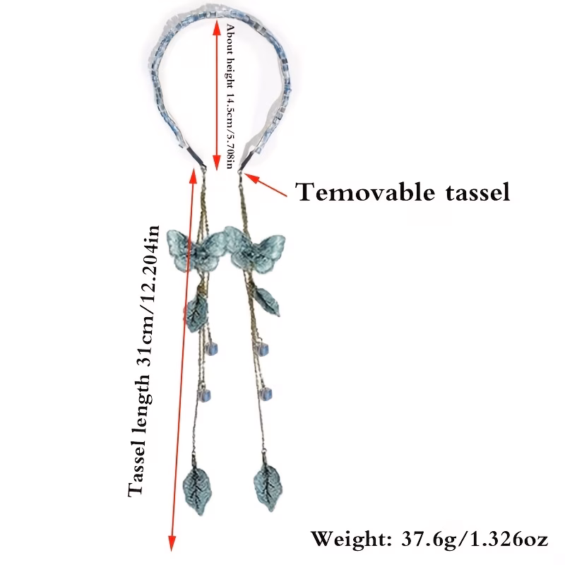 1pc romantic women tassel headband high quality embroidered leaf pendant hair band hair accessories luxury party headwear best birthday gift t2248 Product details 3