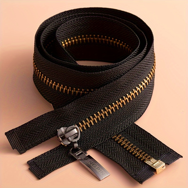 Image of 1pc Metal Zipper 5# Open-end Detachable Zipper For Clothes, Suitable For Tops, Down Jackets, Coats, Home Crafts, Sewing Additions