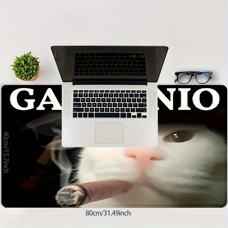 YAZMEEN Lustiges Katzen-Mauspad – „No Coffee No Workee“, Rutschfeste Unterseite, Rund, 8,6 Zoll