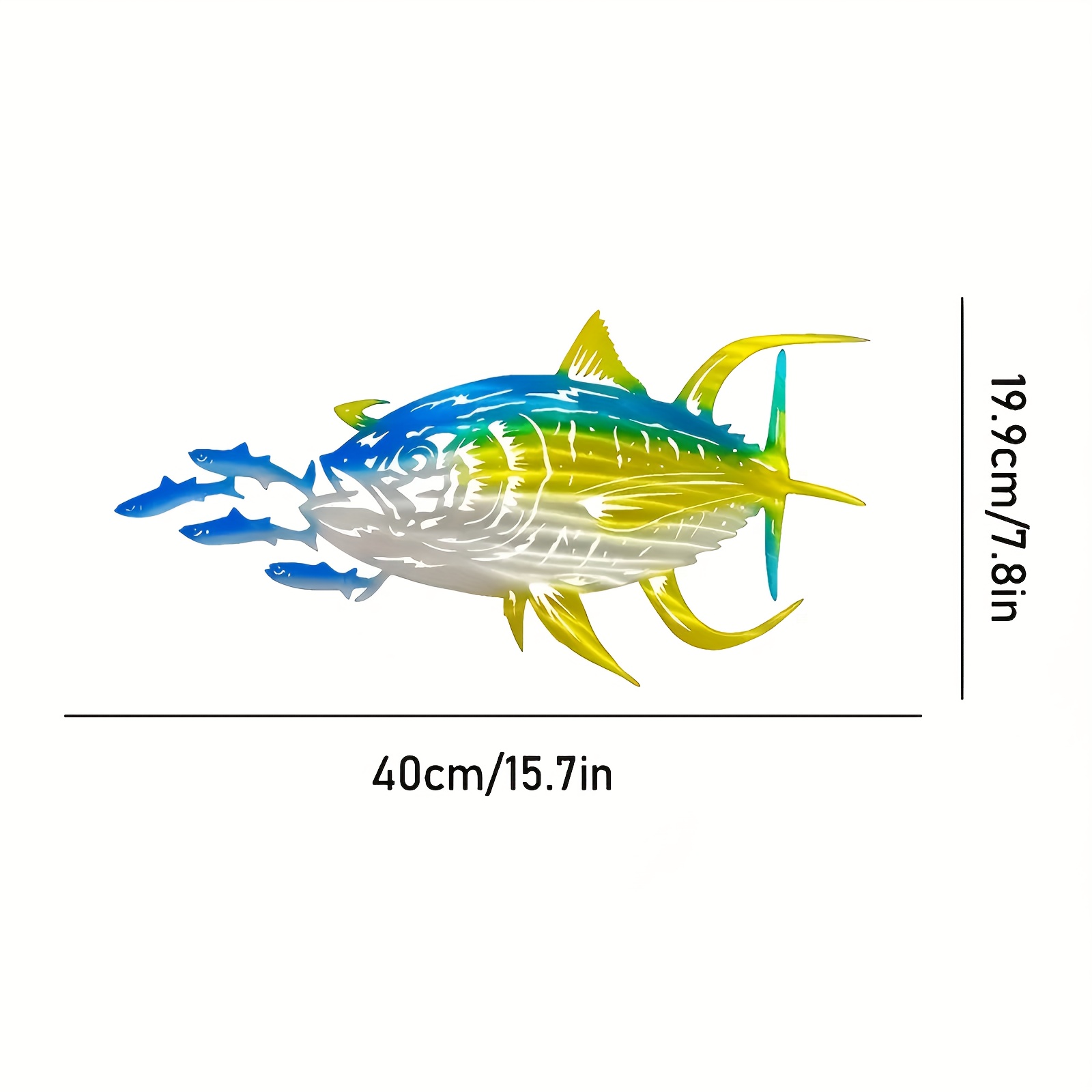 TEMU 2d Flat, 1pc Of Yellowfin Fish Metal Wall Decoration, Sea-themed Ornament, Suitable For Indoor/outdoor/office/pool Use, Housewarming Gifts, Home