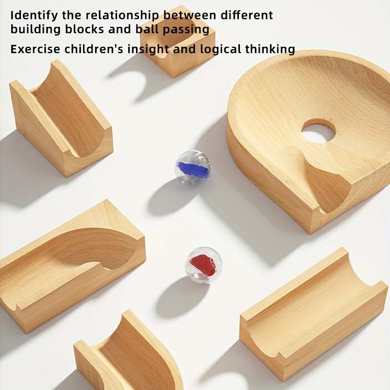 儿童轨道滚珠积木玩具，木质拼装弹珠管道滑道玩具，动手能力&逻辑思维训练，益智玩具，生日万圣节礼物给男孩女孩 详情 9