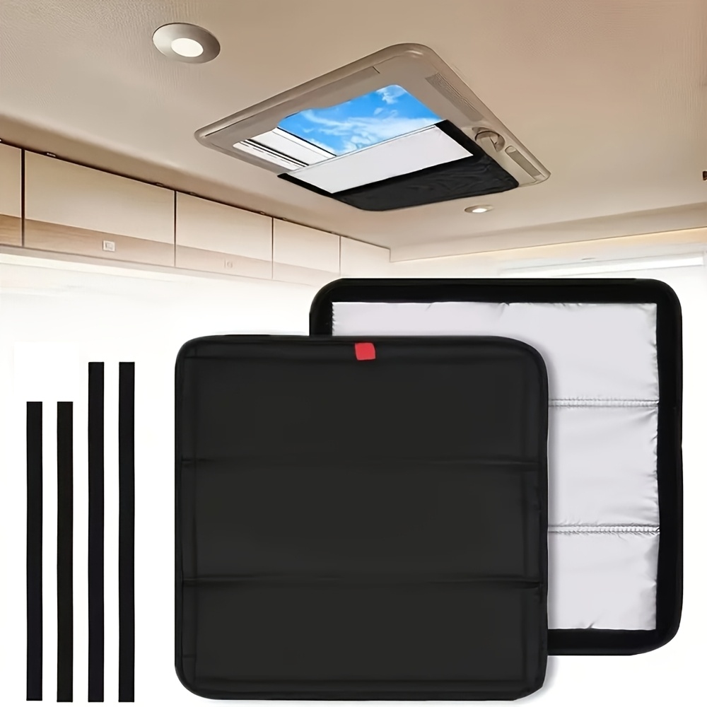 Image of Rv Reflective Vent Cover, Rv Vent Reflective Skylight Cover, Foldable 4 Layers Waterproof Rv Roof Aluminum Film Reflective Shading Pad