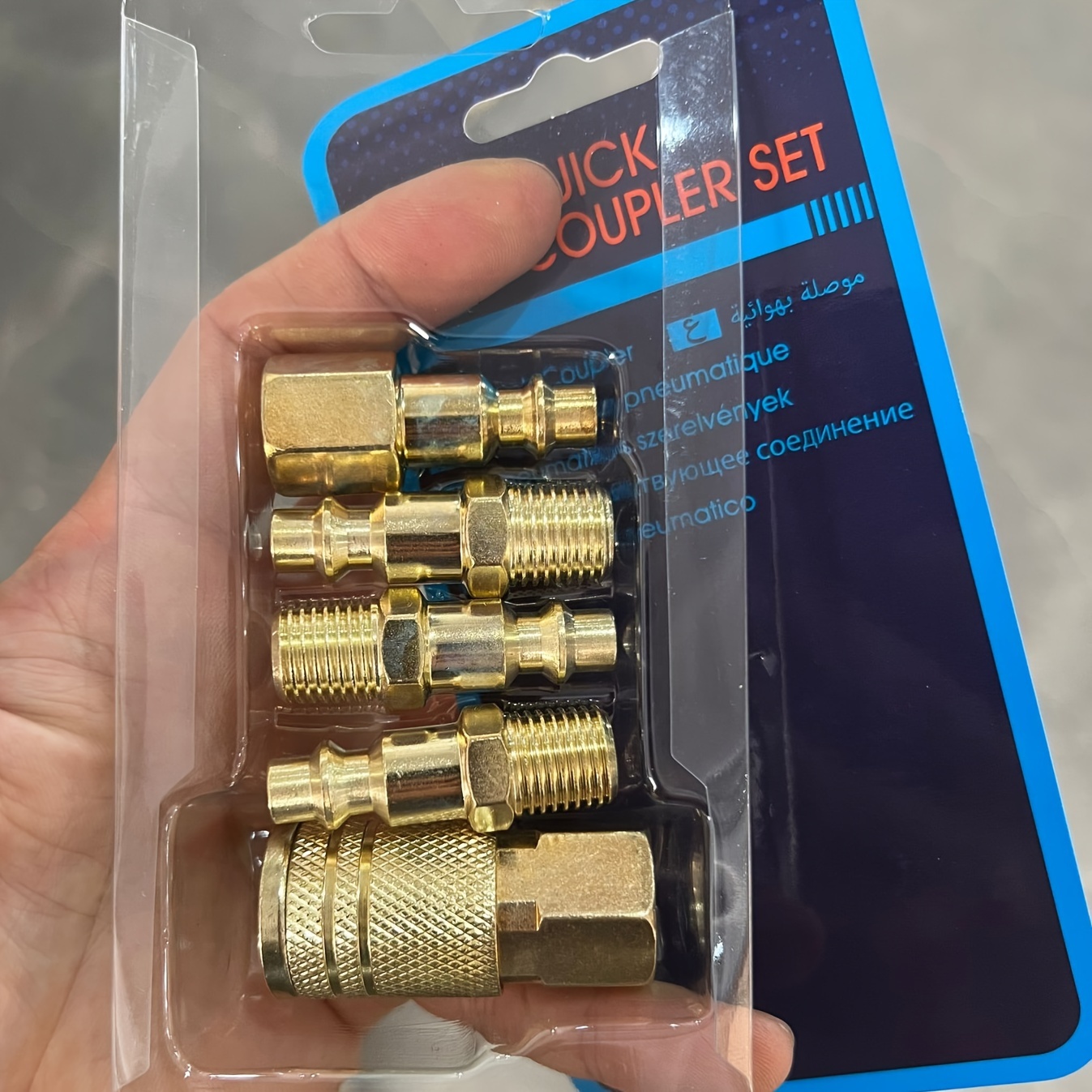 Image of American-style 1/4npt Quick Connector 5pcs Card Sleeve Packaging -plated Female Connector Male Connector Inflatable Pipe Air Nozzle