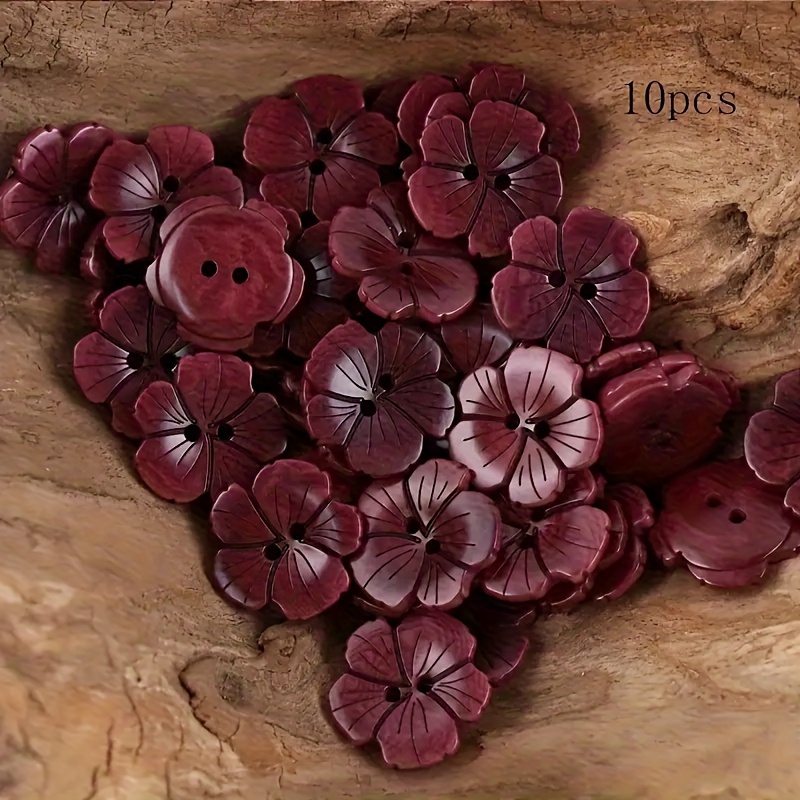 10 Cherry Shaped Buttons, Irregular Retro Style, Suitable For Shirt And Sweater Fruit Buttons, Coconut Shell Material, Handmade Sewing Supplies