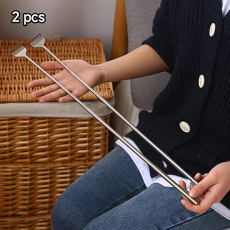TEMU 2pcs Creative Stainless Steel Itching And Scratching Device For Human Expansion Convenient Scratching And Scratching Scraper Pen Scratching