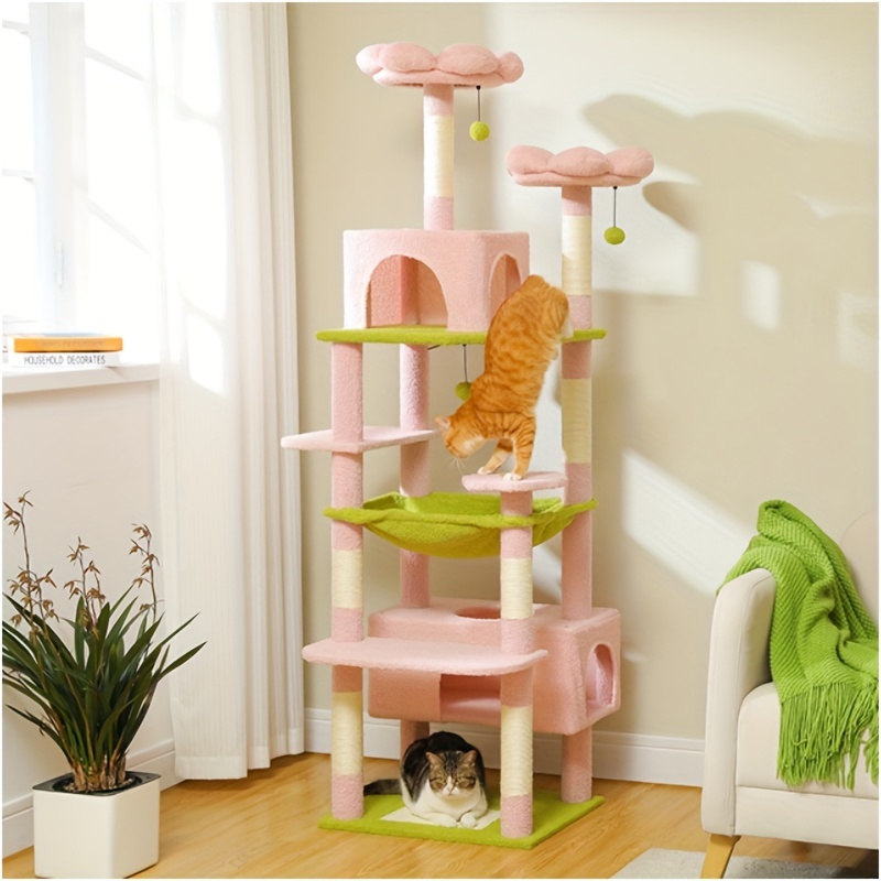 

Multi-level Cat Tree 72.4inch Luxury Cat Tower With Condo Hammock Cat Scrapers With Scratching Post Cat Accessories Cat Toy