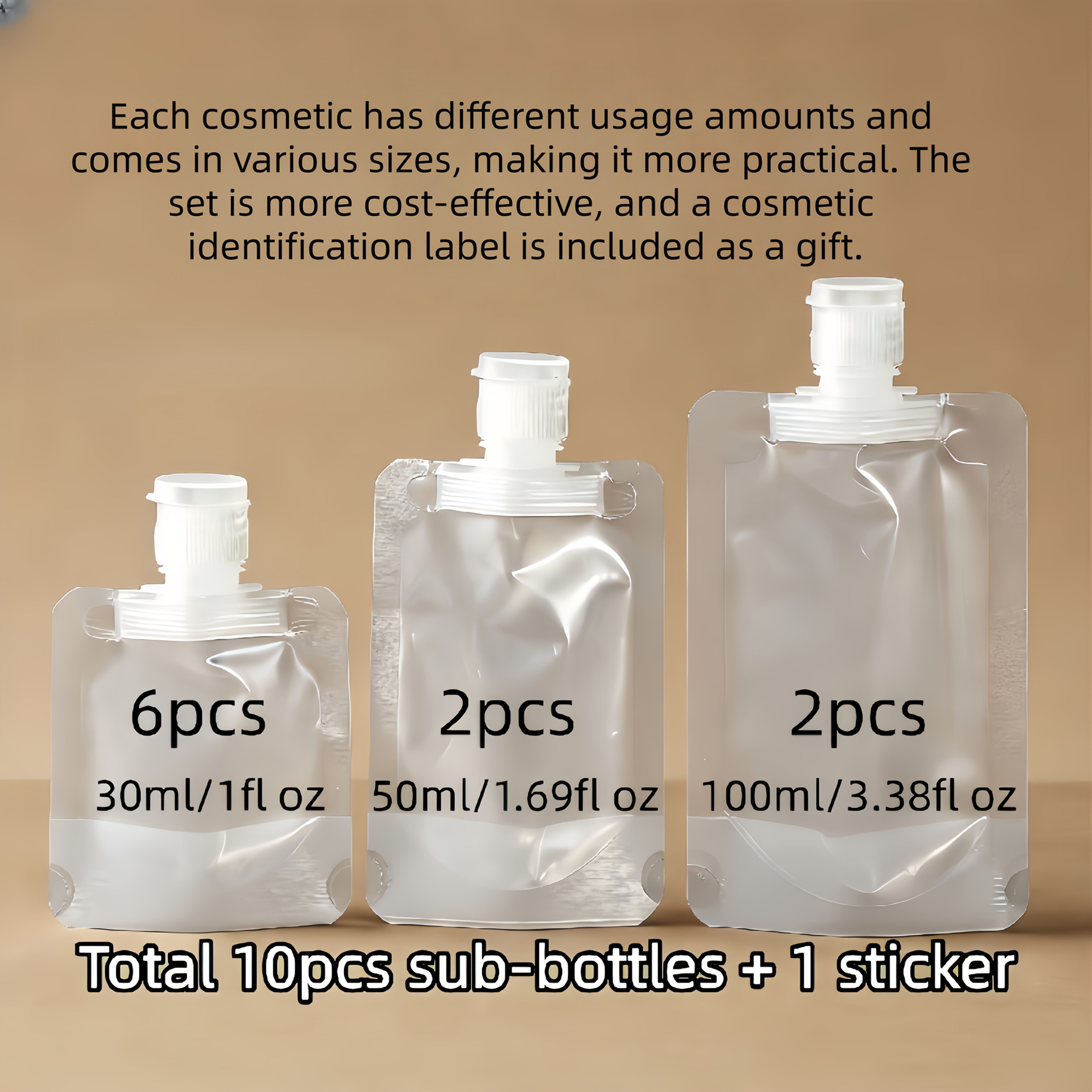 TEMU 10pcs Pack Reusable Refillable Travel Pouches Suitable For Travel, Outdoors & Gym - Leakproof Squeezable Liquid Bags With Refillable Containers,