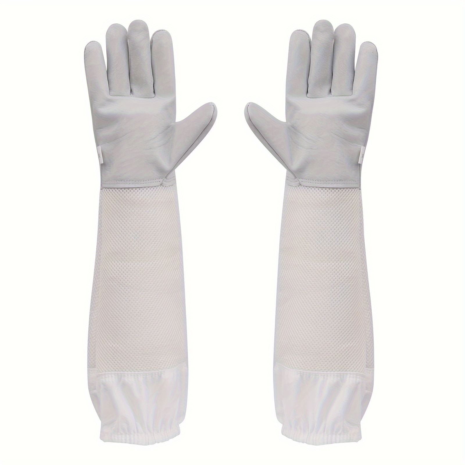 1 pair goatskin beekeeping gloves breathable bee keeper gloves with vented mesh sleeve bee keeping gardening work accessories
