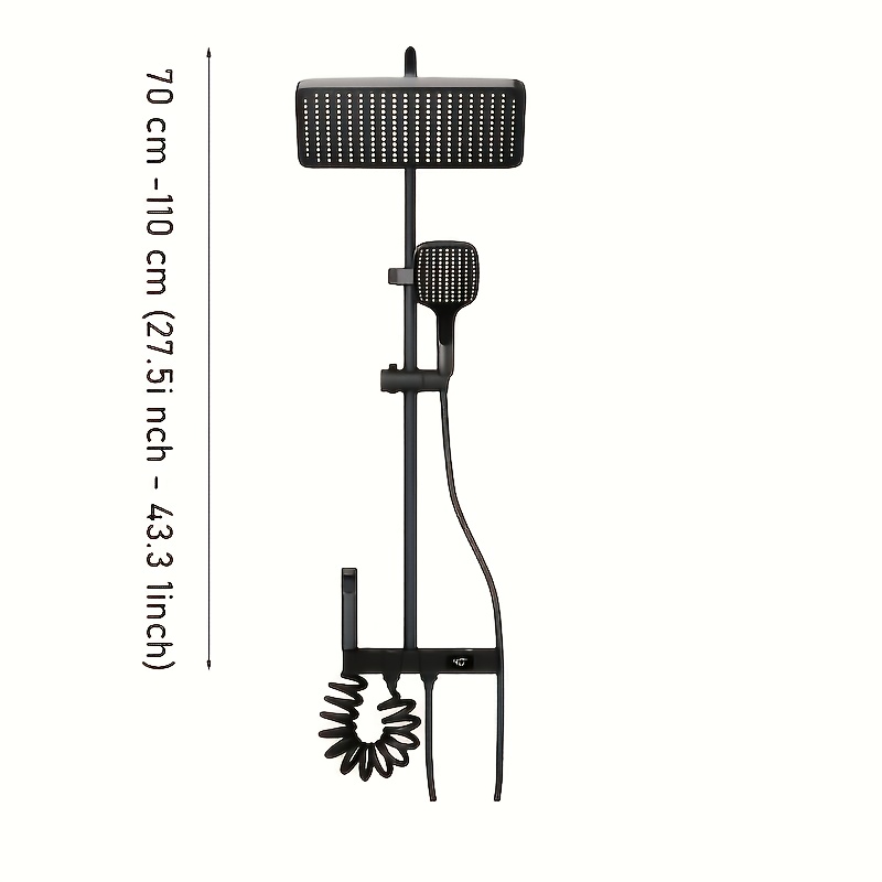 BDBX Modern Black Shower Set with Temperature Display