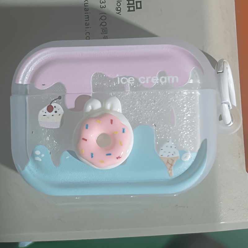 Pink Donuts Suitable For Wireless Bluetooth , 2, 3 Earphones Protective Case For Women