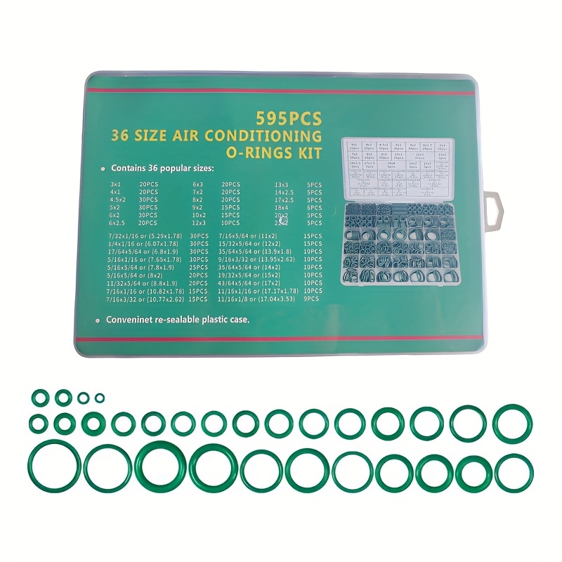 TEMU 595pcs Air Conditioner O-ring Kit In 36 Sizes, Durable Rubber Seal For Car Air Conditioner Duct Repair, Air Conditioner Repair Kit