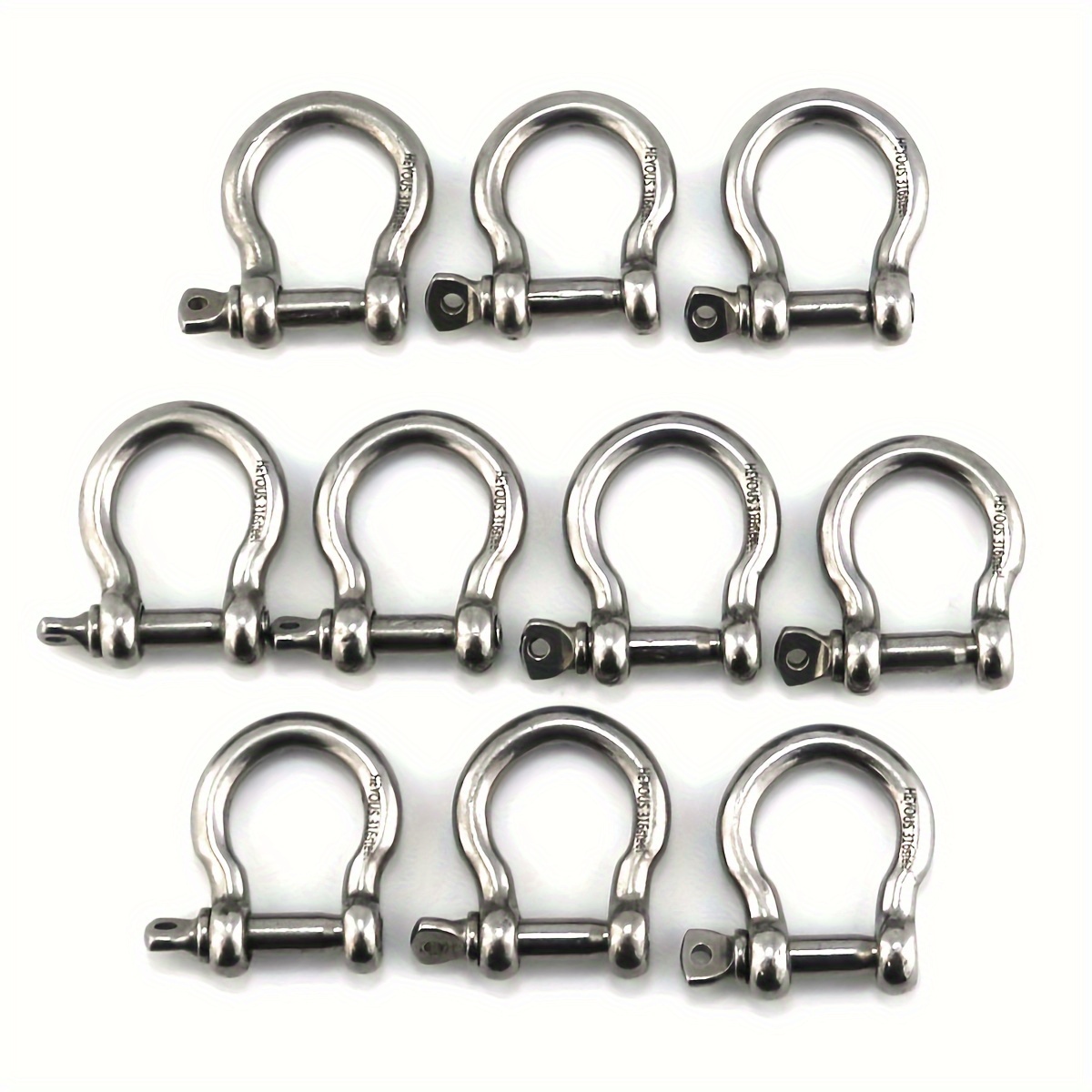 

10pcs 1/5 Inch Anchor Shackle Stainless Steel Heavy Duty Bow Shape Clamp For Chains Wirerope Lifting Paracord Outdoor Camping Survival Rope Bracelets