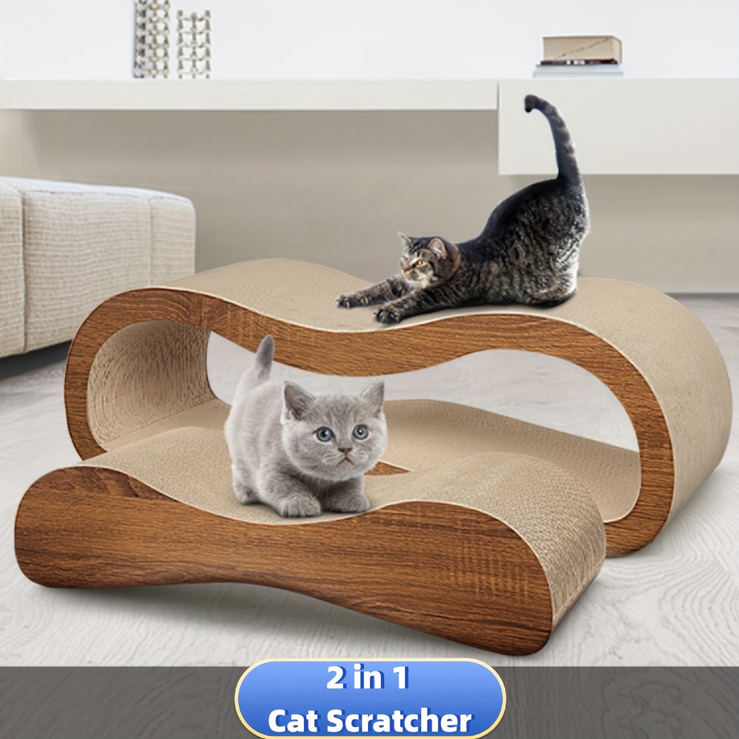 

Fluffydream 2 In 1 Cat Scratcher Cardboard Lounge Bed, Cat Scratching Post 9.45"l X 27.56"w X 8.86"h