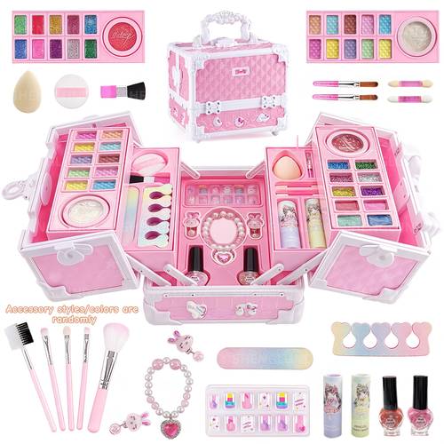 Performance Suitcase Cosmetic Storage Box Event Festival Performance Dressing Interactive Game Role Playing Pretend Play Doll Dressing Toy Set Event Gift Party Gift Box Set Holiday Gift, Makeup For Girl, Dressing Table For Girl