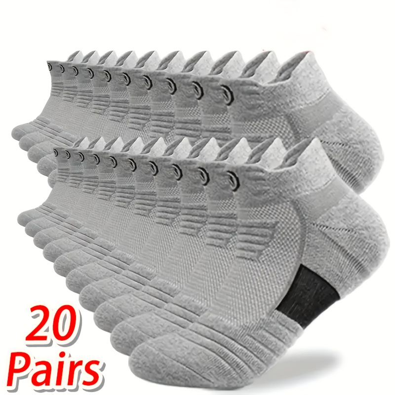 Image of 20 Pairs Ncdate Breathable Sweat-wicking Ankle Socks - Soft Lightweight Unisex Sports Casual Socks, Geometric Cushioning Design, Unisex Pc, Everyday Wear, Fashion Ankle Socks, Cushioning