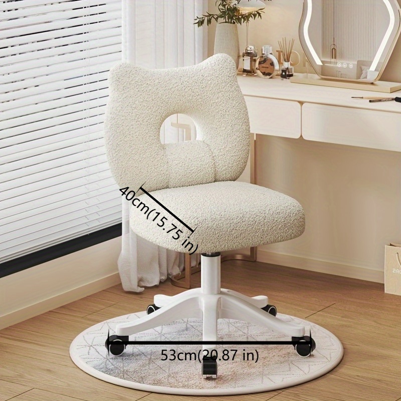 Vanity Chair Cream Fluffy Chair Furnimart Swivel Rolling Desk