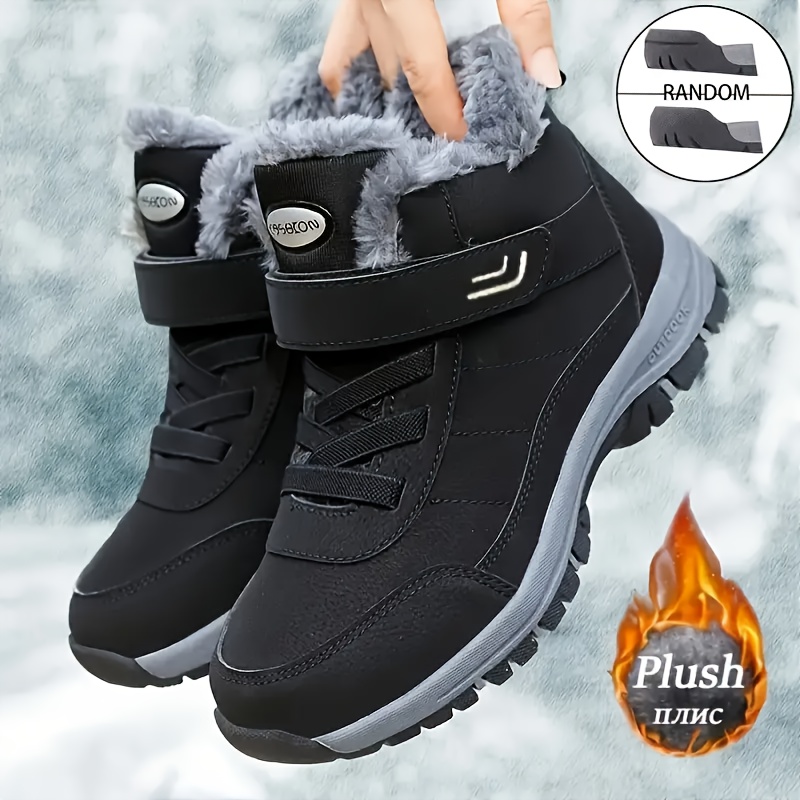 

Men's Casual Snow Boots, Couple Style Large Size Snow Sports Shoes, Anti-slip And Windproof Laced Short Boots, Hiking Boots, Fleece , Suitable For Outdoor Walking, Running, Hiking, Autumn And Winter