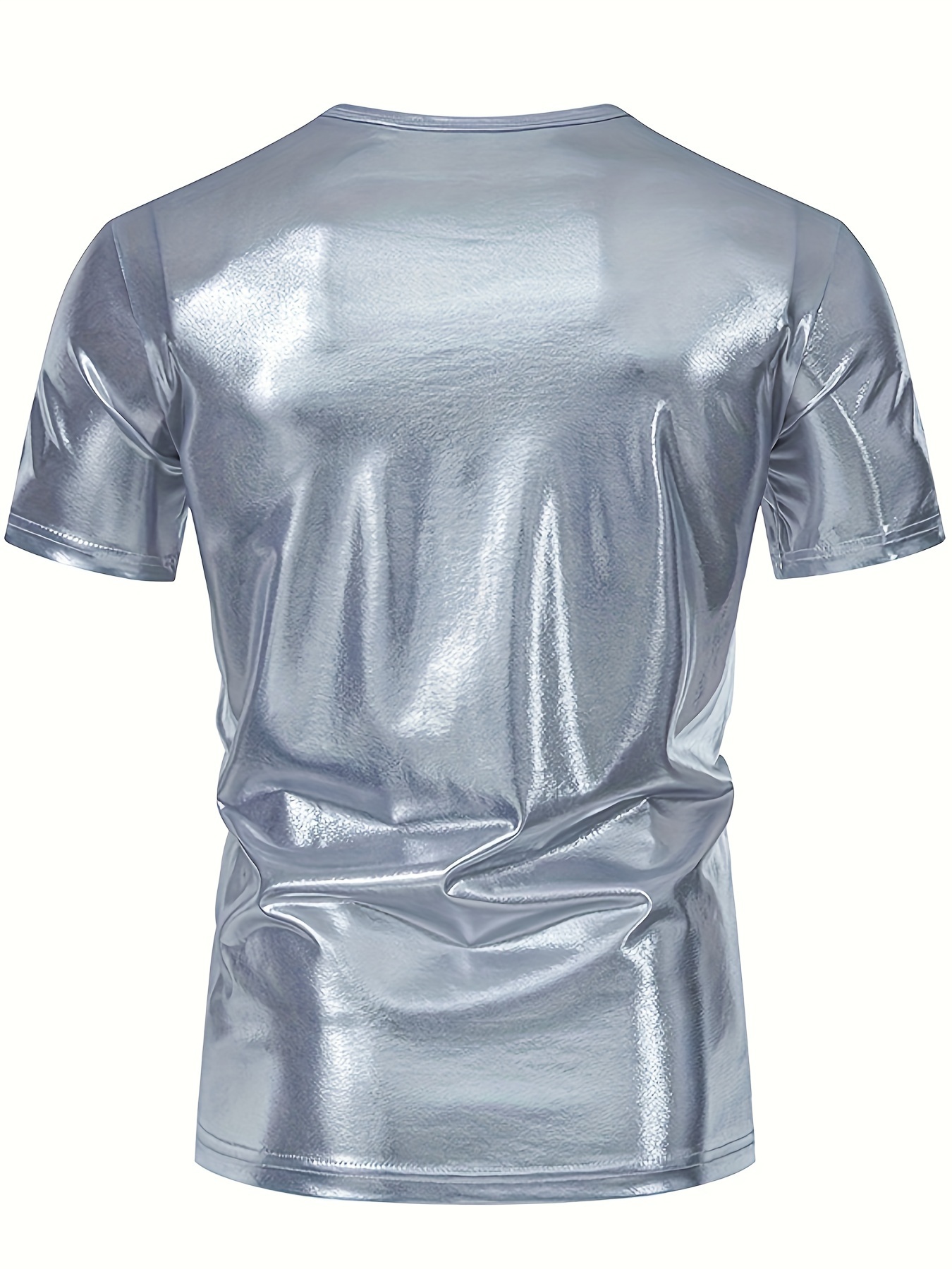 men' color glossy round neck men's fashion nightclub Temu Saudi