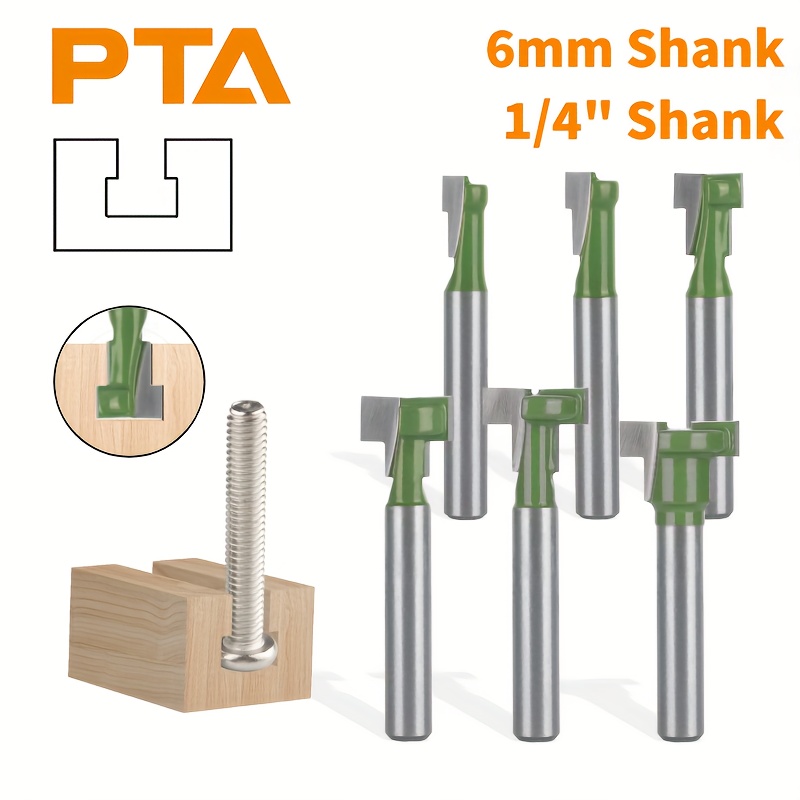 

Keyhole Cutter Green 6pcs Woodworking Milling Cutter With Double T Cutter Keyhole Photo Frame Hanging Hole Cutter