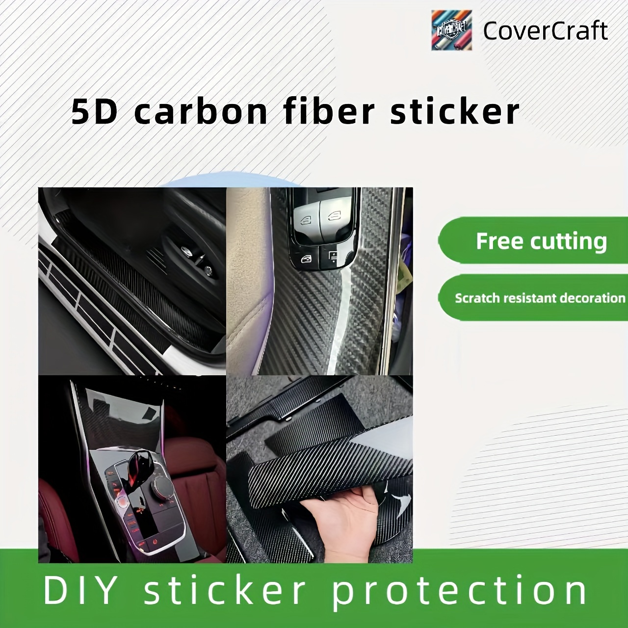 

5d Carbon Fiber Vinyl Sticker - , -resistant Car Interior Protection Film, Easy Diy Application For Dashboard, Center Console & More, Car Vinyl Stickers