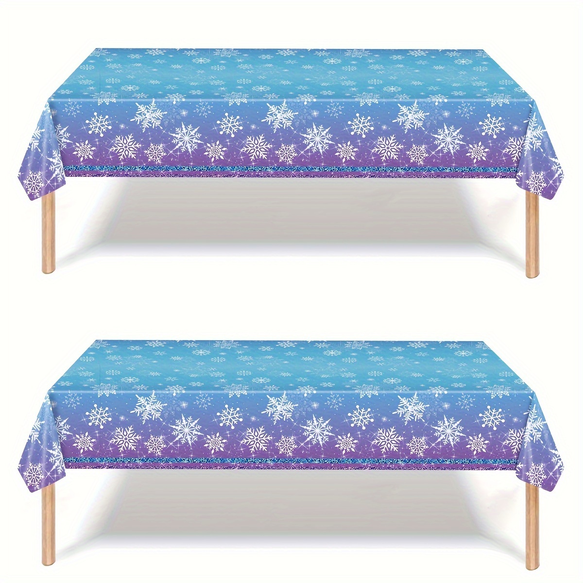 

Winter Snowflake Table Cover - Wonderland Disposable Plastic Rectangular Tablecloth, Pack Of 1, For -themed Birthday Parties And Christmas Table Decorations, 108 X 54 Inches