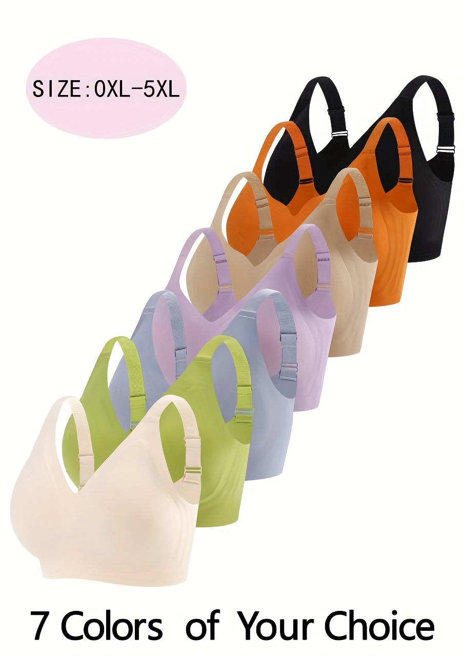 Plus Size Seamless Jelly Bra with Wide Straps & Removable Pads - No Underwire, High-Stretch Fabric, Beige, Style, Comfort Fit for Casual Attire, Comfortable Underwear, Sleek Undergarment, Smooth Texture