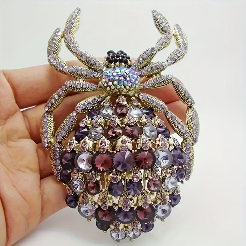 

Luxurious Amethyst Zirconia Spider Brooch Dinner Party Jewelry Christmas Gift