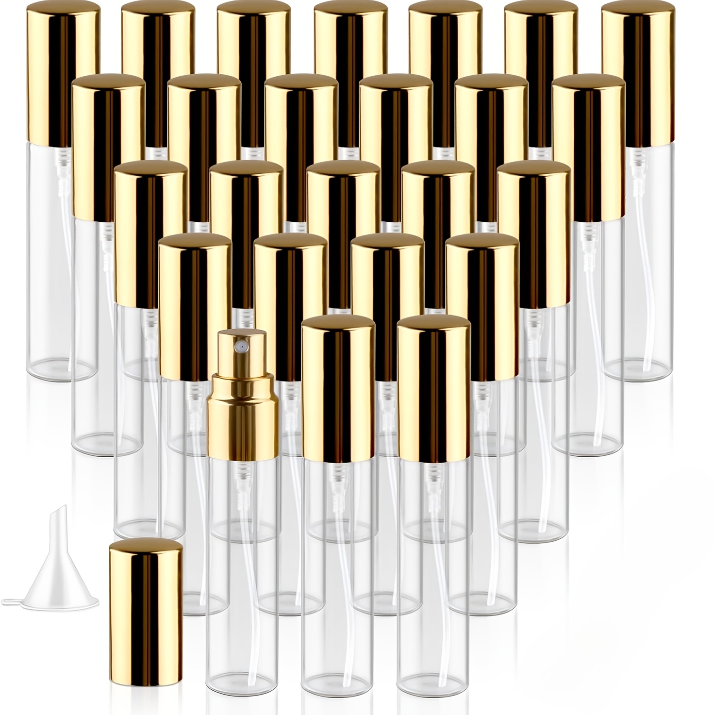 TEMU Lot de 30 flacons à parfum en verre transparent de 10 ml avec pompes dorées, mini vaporisateurs vides à fine, flacons pulvérisateurs portables