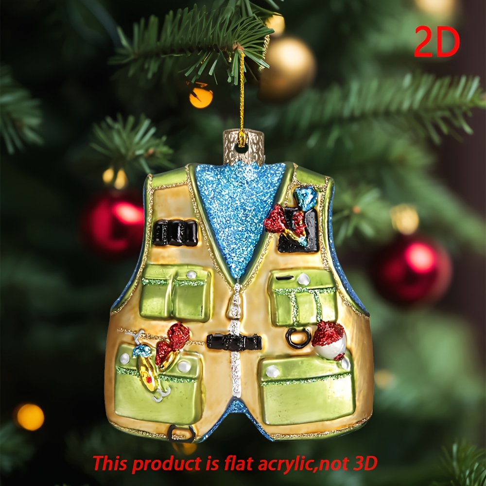 

1pc 2d Acrylic Christmas Ornaments: Christmas Tree Fishing Vest Decorations, Christmas Acrylic Decorations, Christmas Gifts