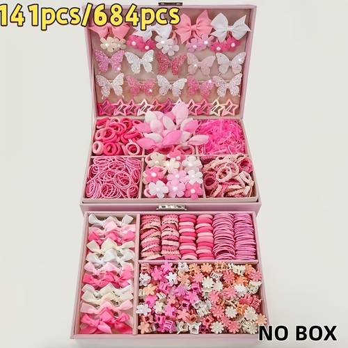 141pcs 684pcs womens pink glitter set