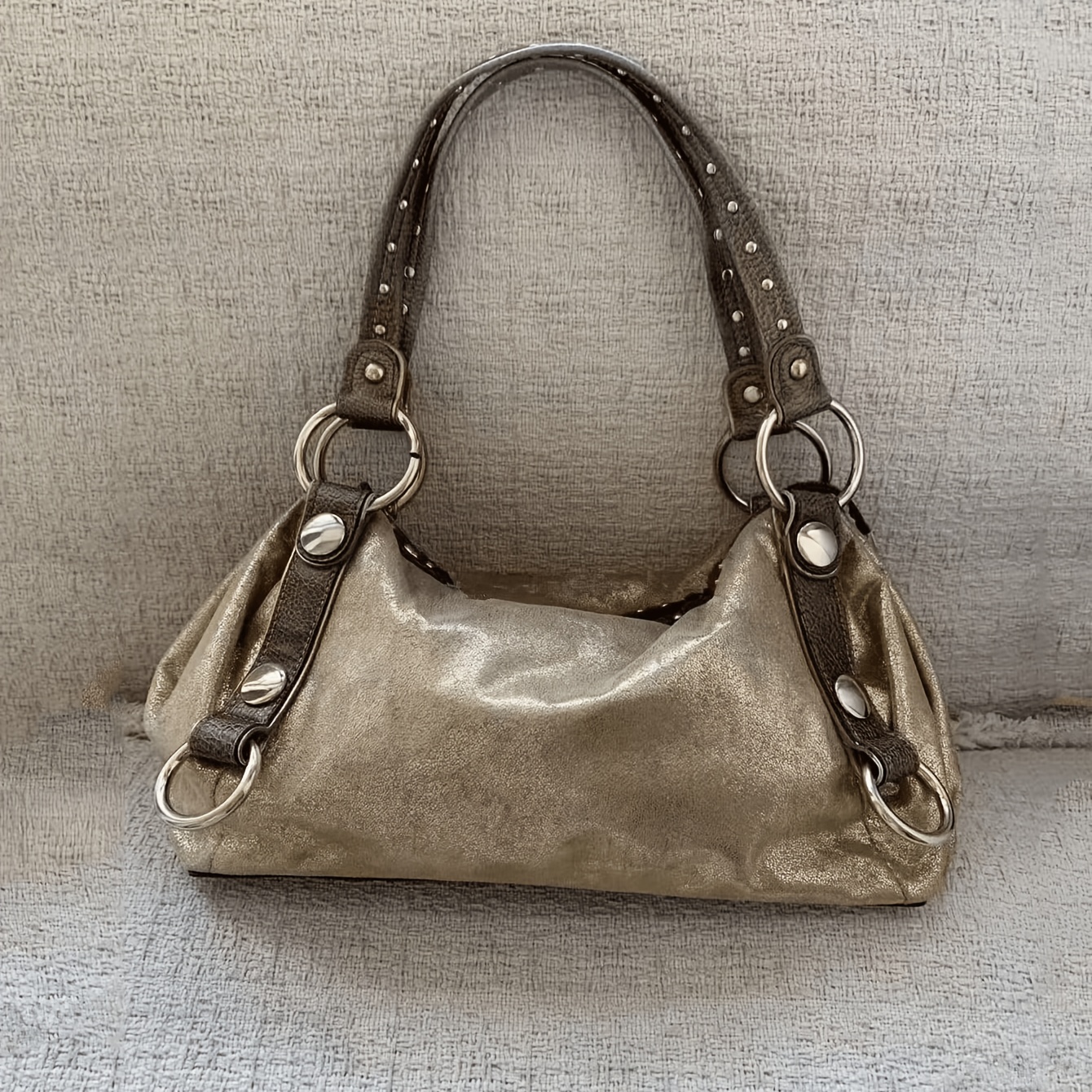 TEMU Bolso de estilo coreano vintage de con diseño de estético estilo Instagram, bolso de brazo, estilo de , bolso de gran capacidad para trayectos