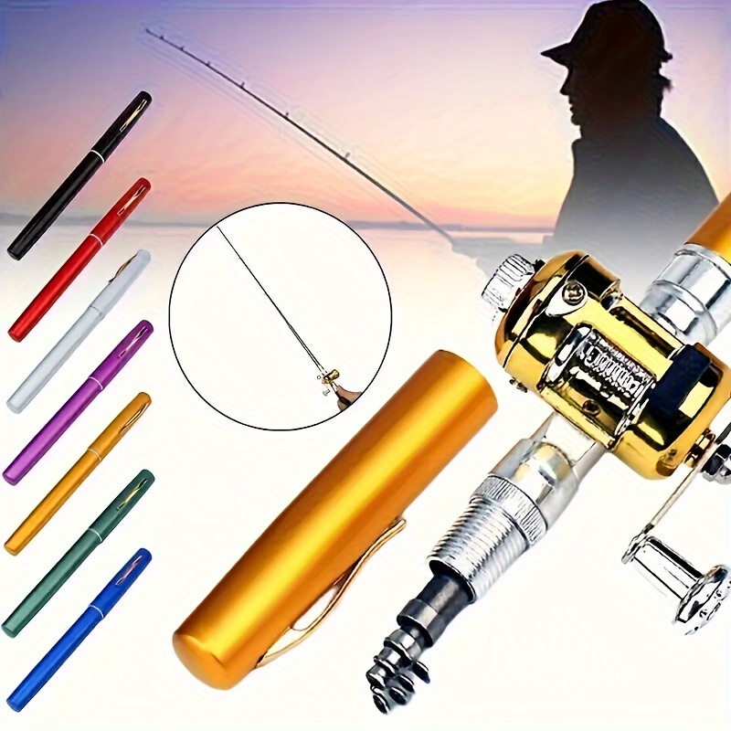 

1pc Mini Portable Fishing Rod And Reel Combo Kit, Aluminum Alloy Baitcasting Rod With Light , Trolling Fishing , Ideal Gift For And - Color