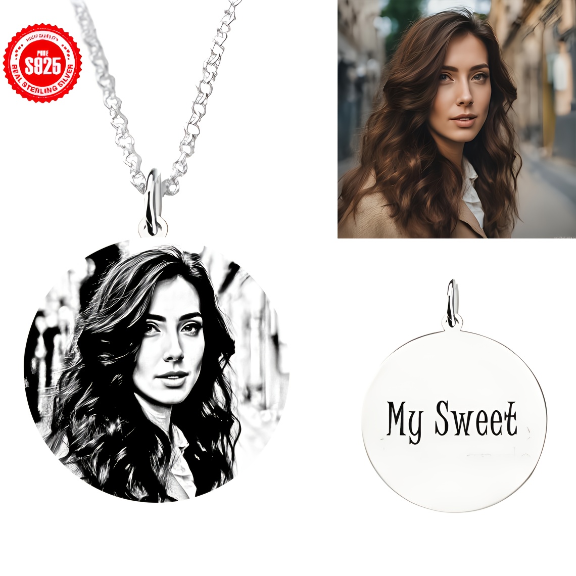 925 Silver Handcrafted Vintage Heart-Shaped Round Pendant Necklace
