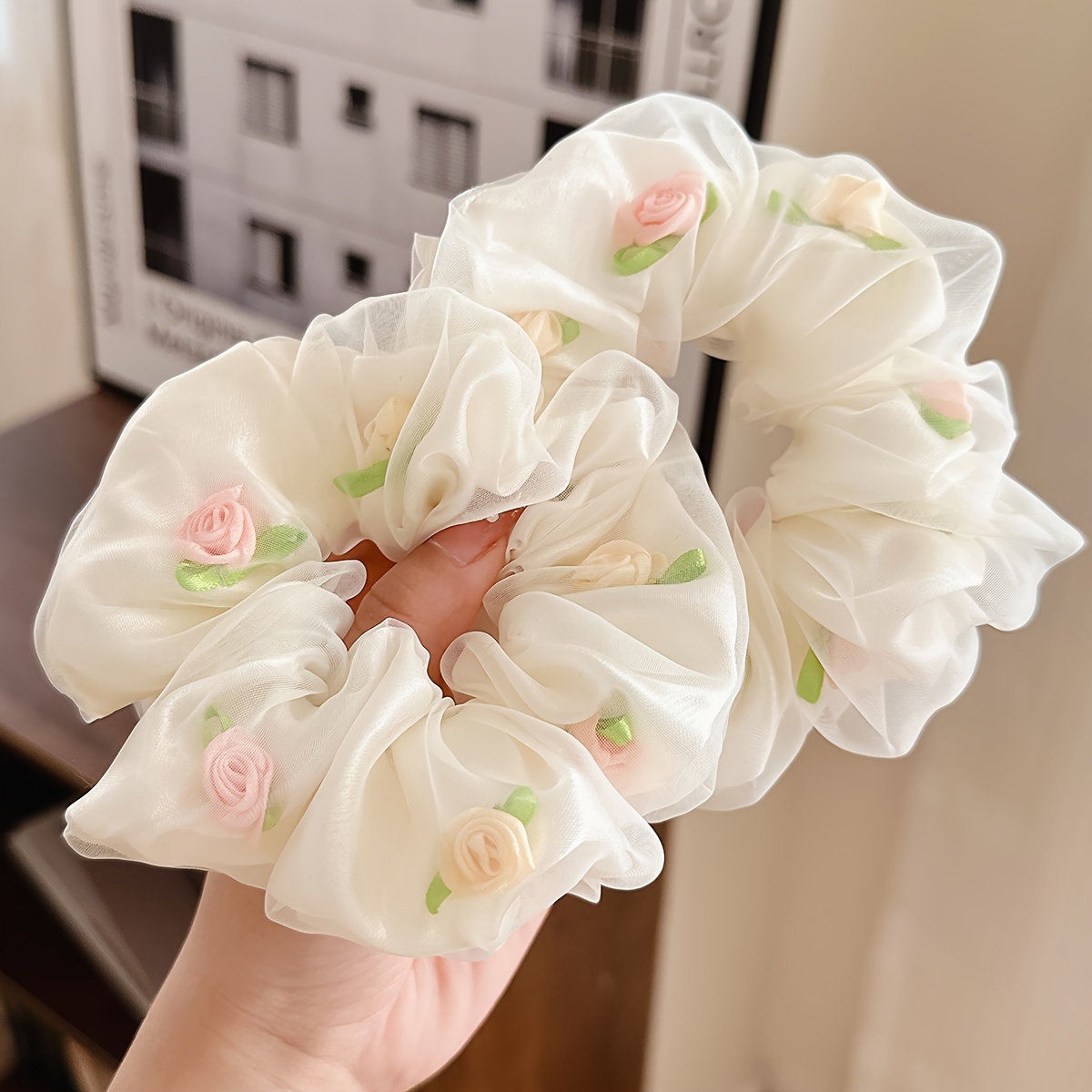 

2pcs Women' Color Hair Rings Net Large Hair Rings Light Luxury Elegant Fresh Simple Lightweight Women' Hair Rope Headwear